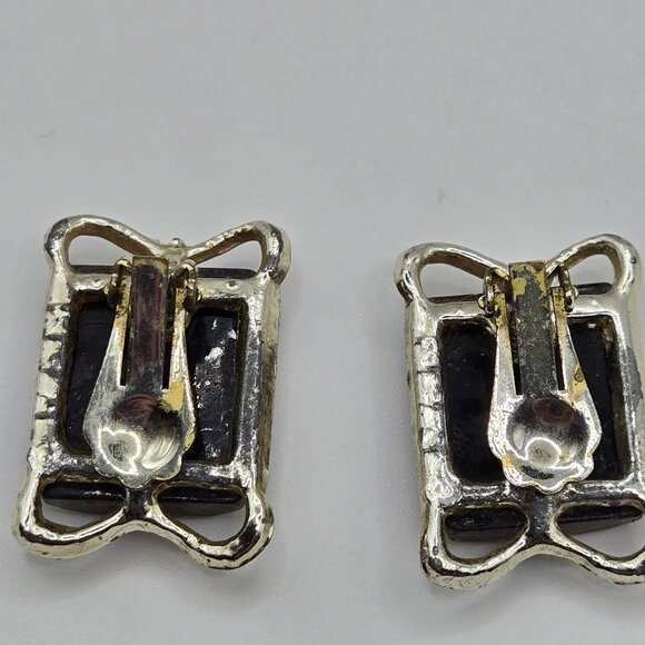 Vtg Pam Signed Quarter Moon Clip on Earrings 50s Mid-Century Celestial Whmsigoth - Picture 7 of 12